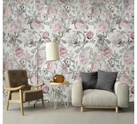 Tzxztt Minimalist Retro Rich Peony Leaves Modern 3D Wallpaper Premium Textured Silk Neutral Tones Material Ideal for Living Room Bedroom-200cm×140cm