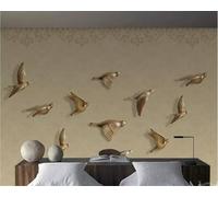 Tzxztt Minimalist Retro Three Dimensiona Gold Flying Birds Modern 3D Wallpaper Premium Textured Silk Neutral Tones Material Ideal for Living Room Bedroom-150cm×105cm