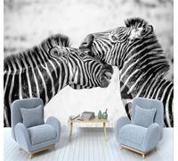 Tzxztt Minimalist Three Dimensional Animals Black and White Zebra Modern 3D Wallpaper Premium Textured Silk Neutral Tones Material Ideal for Living Room Bedroom-350cm×256cm