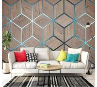 Tzxztt Minimalist Three Dimensional Artistic Geometric Wood Grain Lines Modern 3D Wallpaper Premium Textured Silk Neutral Tones Material Ideal for Living Room Bedroom-400cm×280cm