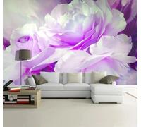 Tzxztt Minimalist Three Dimensional Beautiful Purple Flowers Modern 3D Wallpaper Premium Textured Silk Neutral Tones Material Ideal for Living Room Bedroom-250cm×170cm