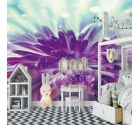 Tzxztt Minimalist Three Dimensional Beautiful Purple Flowers Modern 3D Wallpaper Premium Textured Silk Neutral Tones Material Ideal for Living Room Bedroom-300cm×210cm