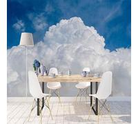 Tzxztt Minimalist Three Dimensional Blue Sky White Clouds Landscape Modern 3D Wallpaper Premium Textured Silk Neutral Tones Material Ideal for Living Room Bedroom-430cm×300cm