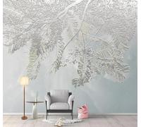 Tzxztt Minimalist Three Dimensional Branches Leaves Art Modern 3D Wallpaper Premium Textured Silk Neutral Tones Material Ideal for Living Room Bedroom-350cm×256cm