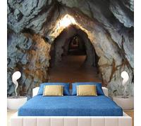 Tzxztt Minimalist Three Dimensional Cave Tunnel Spatial Expansion Modern 3D Wallpaper Premium Textured Silk Neutral Tones Material Ideal for Living Room Bedroom-150cm×105cm