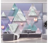 Tzxztt Minimalist Three Dimensional Colourful Geometric Faux Marble Modern 3D Wallpaper Premium Textured Silk Neutral Tones Material Ideal for Living Room Bedroom-150cm×105cm