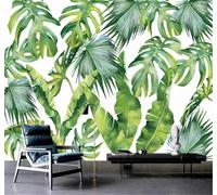 Tzxztt Minimalist Three Dimensional Fresh Green Banana Leaf Modern 3D Wallpaper Premium Textured Silk Neutral Tones Material Ideal for Living Room Bedroom-200cm×140cm
