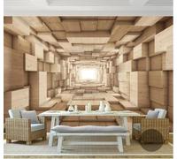 Tzxztt Minimalist Three Dimensional Geometric Wood Grain Spatial Extension Modern 3D Wallpaper Premium Textured Silk Neutral Tones Material Ideal for Living Room Bedroom-250cm×170cm