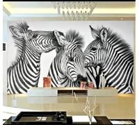 Tzxztt Minimalist Three Dimensional Hand Drawn Animal Zebra Modern 3D Wallpaper Premium Textured Silk Neutral Tones Material Ideal for Living Room Bedroom-400cm×280cm