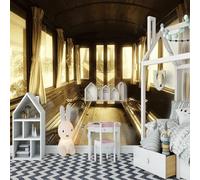Tzxztt Minimalist Three Dimensional Retro Train Carriage Creative Modern 3D Wallpaper Premium Textured Silk Neutral Tones Material Ideal for Living Room Bedroom-430cm×300cm