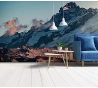 Tzxztt Minimalist Three Dimensional Snow Capped Mountains Clouds Scenery Modern 3D Wallpaper Premium Textured Silk Neutral Tones Material Ideal for Living Room Bedroom-300cm×210cm