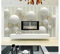 Tzxztt Minimalist Three Dimensional White Sphere Dandelion Modern 3D Wallpaper Premium Textured Silk Neutral Tones Material Ideal for Living Room Bedroom-150cm×105cm