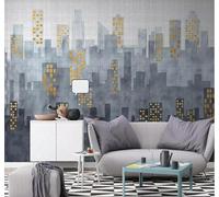 Tzxztt Minimalist Unique Artistic Geometric City Architecture Modern 3D Wallpaper Premium Textured Silk Neutral Tones Material Ideal for Living Room Bedroom-400cm×280cm