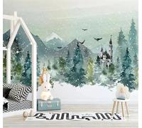 Tzxztt Mountains Forests Birds in Flight Castles Animals Modern 3D Wallpaper Premium Textured Silk Neutral Tones Material Ideal for Living Room Bedroom-430cm×300cm