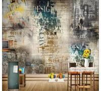 Tzxztt Nostalgic Retro Graffiti Creative Art Modern 3D Wallpaper Premium Textured Silk Neutral Tones Material Ideal for Living Room Bedroom-200cm×140cm