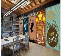 Tzxztt Red Brick Wall Creativity Rock Music Art Modern 3D Wallpaper Premium Textured Silk Neutral Tones Material Ideal for Living Room Bedroom-300cm×210cm