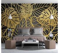 Tzxztt Relief Gold Three Dimensional Art Lines Modern 3D Wallpaper Premium Textured Silk Neutral Tones Material Ideal for Living Room Bedroom-250cm×170cm