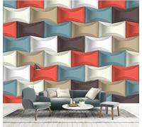 Tzxztt Relief Three Dimensional Colourful Geometric Patterns Modern 3D Wallpaper Premium Textured Silk Neutral Tones Material Ideal for Living Room Bedroom-400cm×280cm