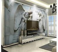Tzxztt Relief Three Dimensional Figures Angels Art Modern 3D Wallpaper Premium Textured Silk Neutral Tones Material Ideal for Living Room Bedroom-200cm×140cm