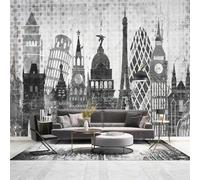 Tzxztt Retro Abstract Black and White Geometric Urban Architecture Modern 3D Wallpaper Premium Textured Silk Neutral Tones Material Ideal for Living Room Bedroom-200cm×140cm