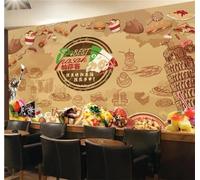 Tzxztt Retro Architecture Food Pizza Dessert Modern 3D Wallpaper Premium Textured Silk Neutral Tones Material Ideal for Living Room Bedroom-350cm×256cm