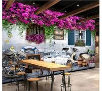 Tzxztt Retro Architecture Window Flowers Butterflies Modern 3D Wallpaper Premium Textured Silk Neutral Tones Material Ideal for Living Room Bedroom-350cm×256cm