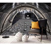 Tzxztt Retro Black Corridor Tunnel Spatial Extension Modern 3D Wallpaper Premium Textured Silk Neutral Tones Material Ideal for Living Room Bedroom-250cm×170cm