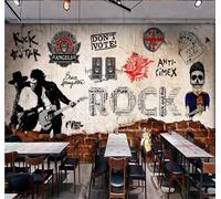 Tzxztt Retro Brick Wall Graffiti Figures Music Modern 3D Wallpaper Premium Textured Silk Neutral Tones Material Ideal for Living Room Bedroom-400cm×280cm