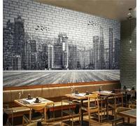 Tzxztt Retro Brick Wall Hand Drawn City Architecture Flying Birds Modern 3D Wallpaper Premium Textured Silk Neutral Tones Material Ideal for Living Room Bedroom-250cm×170cm