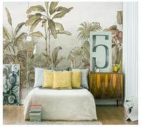 Tzxztt Retro Fresh Tropical Plants Banana Leaves Modern 3D Wallpaper Premium Textured Silk Neutral Tones Material Ideal for Living Room Bedroom-150cm×105cm