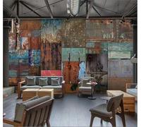 Tzxztt Retro Geometric Metallic Industrial Style Individuality Modern 3D Wallpaper Premium Textured Silk Neutral Tones Material Ideal for Living Room Bedroom-200cm×140cm