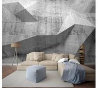 Tzxztt Retro Grey Geometric Concrete Wall Industrial Style Modern 3D Wallpaper Premium Textured Silk Neutral Tones Material Ideal for Living Room Bedroom-400cm×280cm