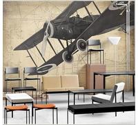 Tzxztt Retro Hand Drawn Aeroplane Design Workwear Modern 3D Wallpaper Premium Textured Silk Neutral Tones Material Ideal for Living Room Bedroom-350cm×256cm