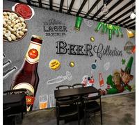 Tzxztt Retro Hand Painted Concrete Wall Beer Industrial Style Modern 3D Wallpaper Premium Textured Silk Neutral Tones Material Ideal for Living Room Bedroom-400cm×280cm