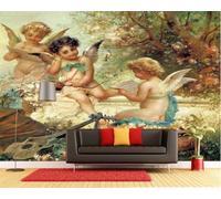 Tzxztt Retro Hand Painted Trees Angels Musical Instruments Modern 3D Wallpaper Premium Textured Silk Neutral Tones Material Ideal for Living Room Bedroom-200cm×140cm