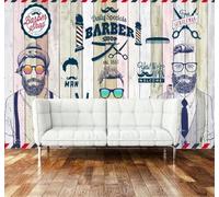 Tzxztt Retro Nostalgic Trendy Barbershop Art Woodgrain Modern 3D Wallpaper Premium Textured Silk Neutral Tones Material Ideal for Living Room Bedroom-200cm×140cm