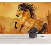 Tzxztt Retro Three Dimensiona Animals Horses Flying Birds Modern 3D Wallpaper Premium Textured Silk Neutral Tones Material Ideal for Living Room Bedroom-400cm×280cm