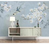 Tzxztt Retro Three Dimensiona Branches Flowers Flying Birds Modern 3D Wallpaper Premium Textured Silk Neutral Tones Material Ideal for Living Room Bedroom-200cm×140cm