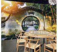 Tzxztt Retro Three Dimensional Architecture Bamboo Sunlight Modern 3D Wallpaper Premium Textured Silk Neutral Tones Material Ideal for Living Room Bedroom-200cm×140cm