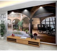 Tzxztt Retro Three Dimensional Archway Architecture Art Modern 3D Wallpaper Premium Textured Silk Neutral Tones Material Ideal for Living Room Bedroom-300cm×210cm