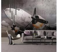 Tzxztt Retro Three Dimensional Minimalist Aeroplane Creative Modern 3D Wallpaper Premium Textured Silk Neutral Tones Material Ideal for Living Room Bedroom-250cm×170cm