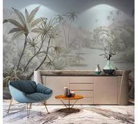 Tzxztt Retro Three Dimensional Mountain Peaks Plants Animals Modern 3D Wallpaper Premium Textured Silk Neutral Tones Material Ideal for Living Room Bedroom-300cm×210cm