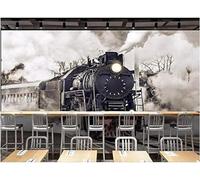 Tzxztt Retro Three Dimensional Steam Train Smoke Modern 3D Wallpaper Premium Textured Silk Neutral Tones Material Ideal for Living Room Bedroom-400cm×280cm