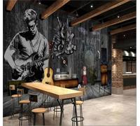 Tzxztt Retro Three Dimensional Wood Grain Rock Music Guitar Modern 3D Wallpaper Premium Textured Silk Neutral Tones Material Ideal for Living Room Bedroom-350cm×256cm