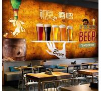 Tzxztt Retro Wooden Barrel Creative Beer Club Modern 3D Wallpaper Premium Textured Silk Neutral Tones Material Ideal for Living Room Bedroom-350cm×256cm