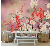 Tzxztt Romantic Beautiful White Pink in Full Bloom Cherry Blossoms Modern 3D Wallpaper Premium Textured Silk Neutral Tones Material Ideal for Living Room Bedroom-250cm×170cm
