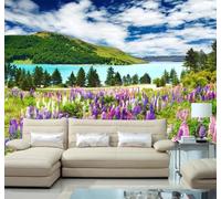 Tzxztt Romantic Flowers Purple Lavender Windmill Pastoral Modern 3D Wallpaper Premium Textured Silk Neutral Tones Material Ideal for Living Room Bedroom-200cm×140cm