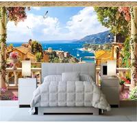 Tzxztt Sea Mountains Architecture Plants Flowers Modern 3D Wallpaper Premium Textured Silk Neutral Tones Material Ideal for Living Room Bedroom-150cm×105cm