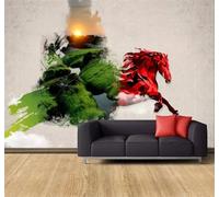 Tzxztt Simple Abstract Creative Retro Mosaic Horse Racing Modern 3D Wallpaper Premium Textured Silk Neutral Tones Material Ideal for Living Room Bedroom-300cm×210cm