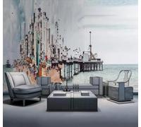 Tzxztt Simple Fresh Beautiful Abstract City Architecture Modern 3D Wallpaper Premium Textured Silk Neutral Tones Material Ideal for Living Room Bedroom-300cm×210cm